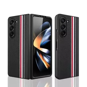 Classic Stripes Carbon Fiber Texture Matte Case for Samsung Galaxy Z Fold 5 4 Case Folding Shockproof Full Protection Hard Cover Accessory for Galaxy Z Fold 5 зелёный
