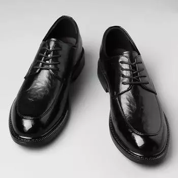 Classic Style Men s Business Office Shoes Genuine Leather Oxford Lace-Up Black Brown Dress Wedding Formal Shoe for Men New 38 чёрный