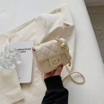 Classic Style Mini Female Summer Internet Celebrity Diamond Crossbody Bag White small size