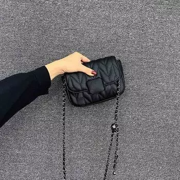 Classic Style Texture Casual Best Selling Classy Chain Bag Black