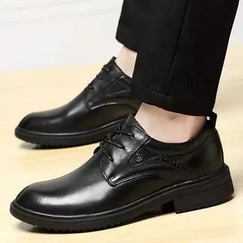 Классическая мужская обувь на толстой подошве, мужские оксфорды из натуральной кожи, повседневная мужская обувь на шнуровке, не скользкая, обувь парикмахера 36