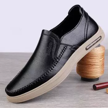 Classic Travel Footwear Basic Soft Comfortable Slip on Male Shoes Casual Leather Adulto Fashion Gentleman Shoes for Man Sneakers 38 чёрный