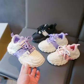 Classic Versatile Girl s Sneakers School Causal Non-slip Children Basketball Shoes Fashion Breathable Kids Shoes for Boy Sports 26 чёрный