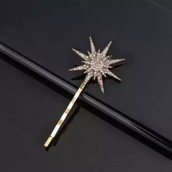 Classic Vintage Metal Geometric Rhinestone Hairpin Crystal Moon Sun Star Hair Clip Women Hair Pins Accessories Jewelry