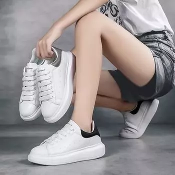Классические белые туфли осень-зима новые унисекс туфли повседневные кроссовки на платформе с завышенной талией 35