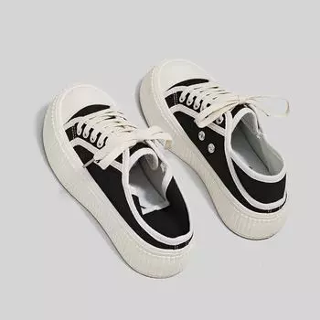 Классические белые туфли, женская обувь, летние новые универсальные студенческие дышащие полутапочки, парусиновые туфли, туфли в форме печенья 35 белый