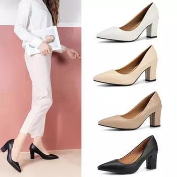 Classic Women Professional Pumps Fashion Elegant Pointed Patent Leather High Heels Ladies Business Works Shoes Large Size 34-42 34 белый