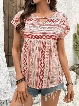 Classic Women s T-shirt Stripe Print Summer Outdoor Fashion Round Neck Short Sleeve T-shirt Casual Oversized Clothing S