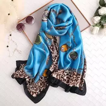 Classic Women Silk Scarf Female Scarves Fashion Ladies Beach Wrap Chiffon Shawl Sunscreen Soft Bandanna Foulard Muffler 180cmX90cm