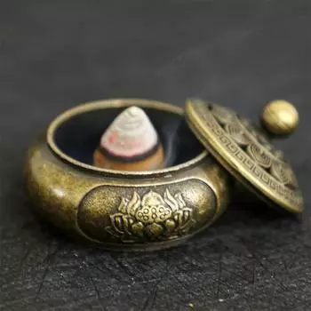 Classical Antique Three Legged Incense Burner Household Indoor Decorative Zen Sandalwood Carving Incense Burner -Without Incense