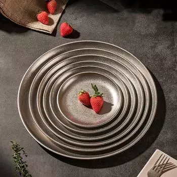 Classical Steak Plate Stainless Steel Western Dish Tableware Sushi Plate Grilled Plate XS серебряный