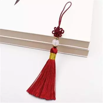 Classical Style Chinese Knot Tassel Beads Chinese Knot Pendants Diy Accessories Clothes Bag wine red