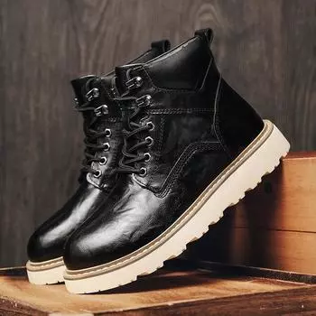 Classics Snow Male Mid-Calf Boots Versatile Motorcycle Ankle Boots Warm Plush Fur Winter Footwear All-match Mens Casual Shoes 38