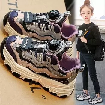 Classmate girls 2024 spring new children s sports shoes rotating buckle dad shoes middle older girls shoes spring 60