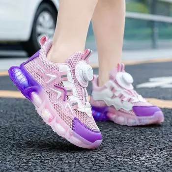 Classmate Men s Spring and Autumn Children s Casual Sneakers Middle and Older Children s Rotating Button Mesh Shoes Student Running Shoes 28