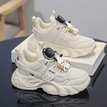 Classmates Winter New Sports Breathable Running Children s Sports Dad Shoes Boys Lightweight Soft Sole Students Little White Shoes 28 бежевый