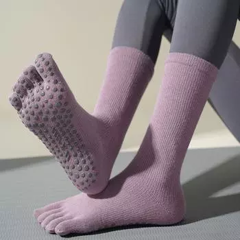 Classy Anti-Pilling Yoga Socks Women s Professional Non-Slip Finger Socks Fitness Running Pilates Socks Sport Mid-Calf Length Sock