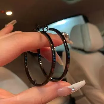Classy Black Cool Niche Best Selling Female Ear Ring Black Circle