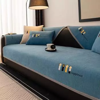 Classy Chenille Sofa Cushion All Year Round Neutral Non Slip Simple Cloth Modern Cushion 2025 Sofa Cover Slipcover Cover Cat s Claw-Sky Blue 45*45cm pillow case