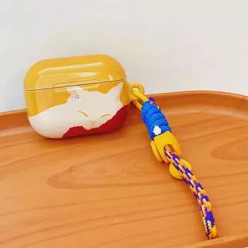 Classy Contrast Color Pro2 Earphone Case Second and Third Generation Noise Reduction Version Kitten 3 Generation Fourth Generation Feilin Hard Case Apple Airpods 3 [Red and Yellow Cat] Send Lanyard