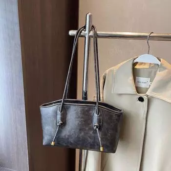 Classy Retro Textured Women s Autumn and Winter Shoulder Bag Black