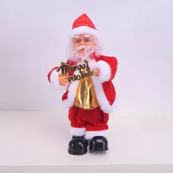 Claus Christmas Santa Toy With Music Playing Guitar Saxophone For Festive Decor Wooden Sign