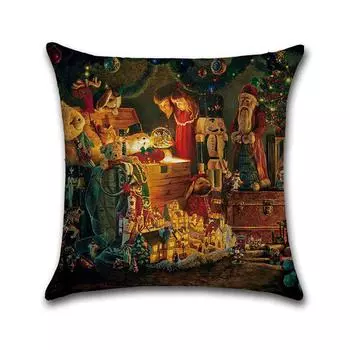 Claus Santa Christmas Linen Pillow Case Cushion Cover Home Decor Bed Cases Sofa 03