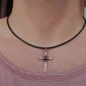 Clavicle Chain Fashion Men S And Women S Necklace Creative Necklace Punk Cross Pendant Birthday Party Anniversary Gift Simple Vintage 1pc Accessories медный