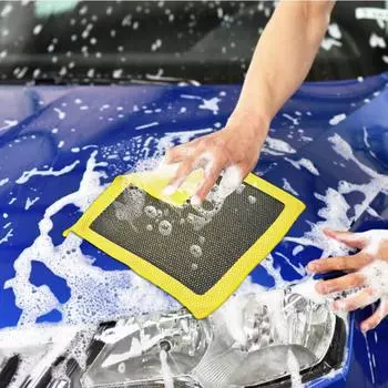 Clay Towel Auto Detailing Mesh Microfiber Decontamination Towel Auto Detailing Care Enhances Gloss Paint Safe Synthetic Clay жёлтый