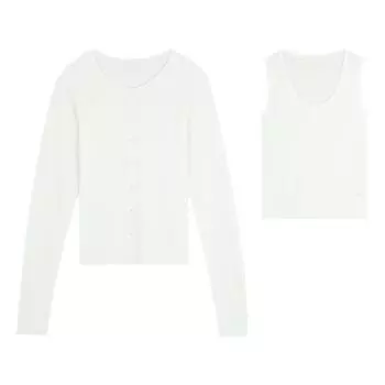 CLEAN SPACE Стильный вязаный кардиган и жилетный комплект на весну 2025 года, приятный для кожи One Size