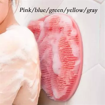 Cleaning Bathing Tool Exfoliating Shower Massage Scraper Back Massage Brush Bathroom Non-slip Bath Mat Silicone Foot Wash Body розовый