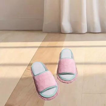 Чистящие тапочки для швабры, домашние тихие портативные мягкие чистящие тапочки для чистки швабры Pink Green_28cm