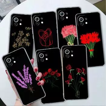 Clear Case For Xiaomi Mi Poco X3 NFC M3 Pro F3 F1 11 Lite 12 Note 10 11T 9T Transparent Phone Cover Flower Xiaomi Poco F3