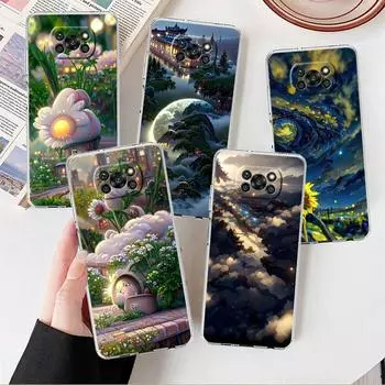 Clear Case For Xiaomi Mi Poco X3 NFC M3 Pro F3 F1 11 Lite 12 Note 10 11T 9T Transparent Phone Cover Rural Scenery Xiaomi Poco F3