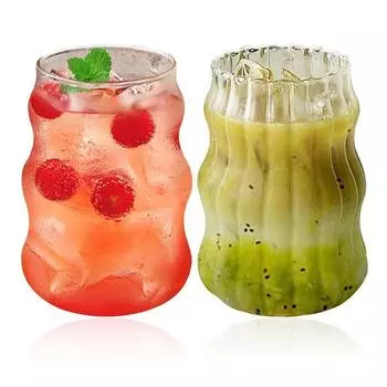 Clear Cocktail Glass Cup Water Glasses unique stripe design Everyday Drinking Glasses Iced Coffee Glasses 500ML чистый