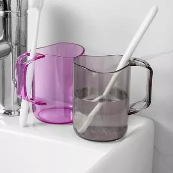 Clear Cup Geometric Washing-up Cup Mouthwash Cup Household Couple Toothbrush Cup with Perforated Teeth Random color/1pcs
