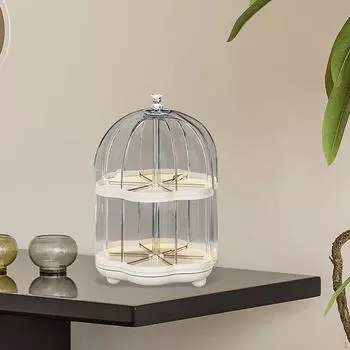 Clear Display Case for Figures Doll Storage Box Rotatable Protection Showcase Small Toy white 2 layer