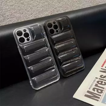 Clear Down Jacket iPhone Case: Fits iPhone 16 Pro, 14/13, and 12/11 models with precise cutouts and anti-fall protection. IP 13PROAMX прозрачный черный