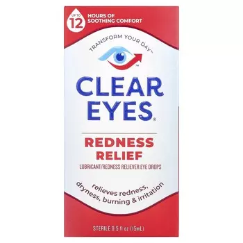 Clear Eyes, Противоотечные, увлажняющие/противоотечные капли для глаз, 0,5 жидких унций (15 мл)