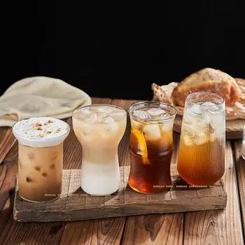 Clear juice cups Everyday Drinking Glasses Drinkware Kitchen Glasses for Cocktail, Iced Coffee, Beer, Ice Tea, Wine 1 Pcs