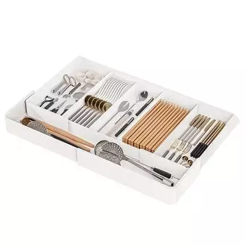 Clear Kitchen Drawer Organizer Silverware Expandable Utensil Tray Cosmetics Style G