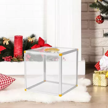 Clear Lucky Draw Box Comment Lottery for Business Fundraising Voting 20x20x20cm Six sides