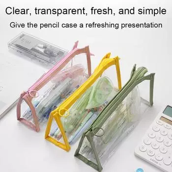 Clear Pencil Pouch Case with Zipper Waterproof Toiletry Makeup Storage Bag Student Stationery жёлтый