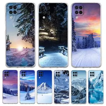 Clear Phone Case for Samsung Galaxy A13 A51 A71 A21S A12 A11 A31 A52 A41 A23 A53 A73 A32 5G A03S Cover Snowy Mountain Christmas Samsung A73 5G