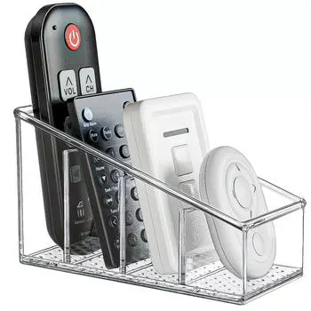 Clear plastic remote control bracket with 4 compartments-desktop organizer, modern desktop accessories,durable plastic bracket, remote control bracket 1