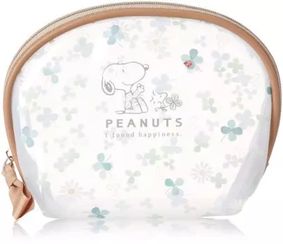 Clear Round Pouch Pouch Cosmetic Pouch Travel Pouch Round Pouch for Adults PVC Blueberry Sunflower Mini Small Compact 0220 Clover [Snoopy] Women s