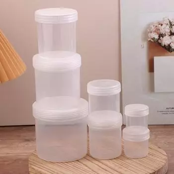 Clear Sealed Can With Lid Plastic Empty Packing Bottle Circular Storage Bucket Biscuit Jar Food Grade Sealed Cans Tank Container 30ml