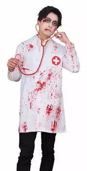 Clear Stone Party City Bloody Cosplay Splatter Doctor White Men s
