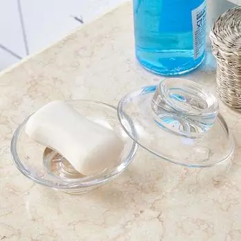Clear Transparent Glass Soap Box Round Glass Soap Holder Simple Matte Glass Soap Dish Hotel Frosted