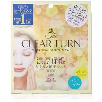 Clear Turn KOSE KOSE Clear Turn Premium Fresh Mask (Hardy) 3 Pieces Face Pack White
